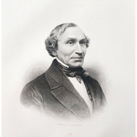 1855 Jonas Chickering Steel Engraving Victorian American Piano Merchant E95 - Picture 1 of 2